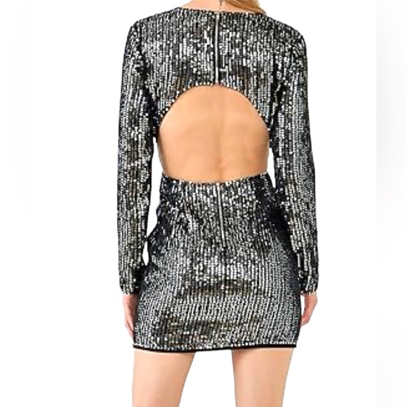 Endless Rose - Open back sequin dress mini long sleeves size S - Picture 3 of 16